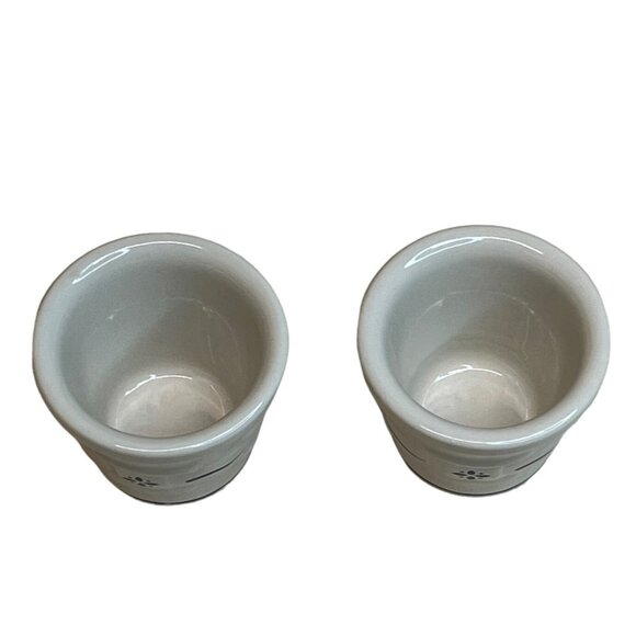 2 Longaberger Classic Blue Woven Traditions Votive Cups Candle Holders Ramekins - Picture 2 of 6